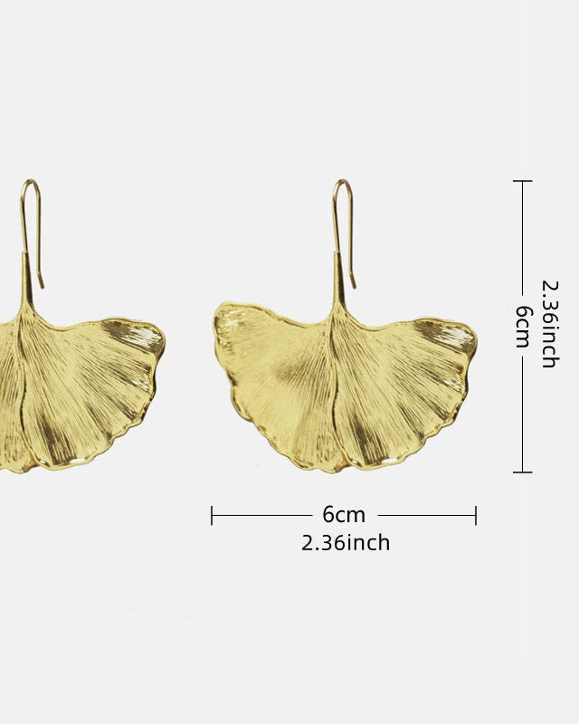 Golden Ginkgo Hook Earring