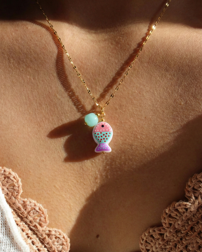 Blush Tidefish Necklace (Rose Red)