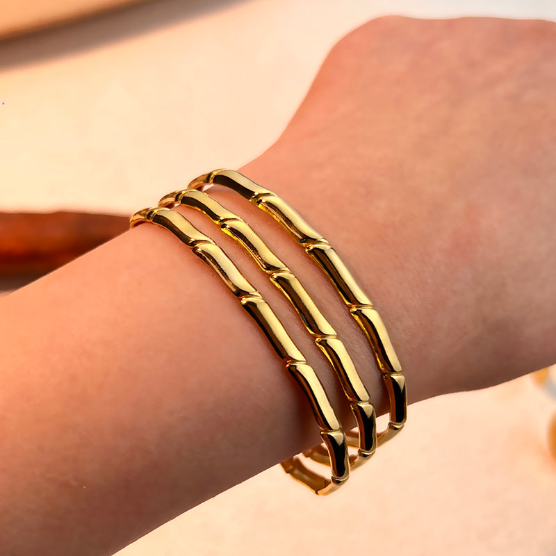 Chunky Gold Ladder Cuff Bangle