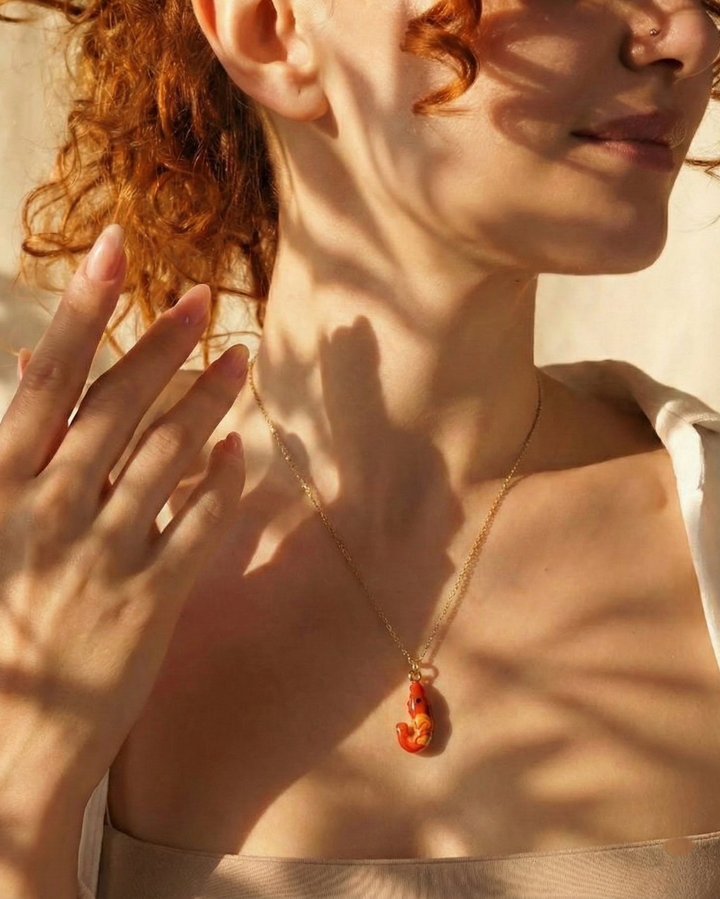 Tideborne Shrimp Charm Necklace
