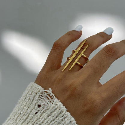 Parallel Double Lines Rings