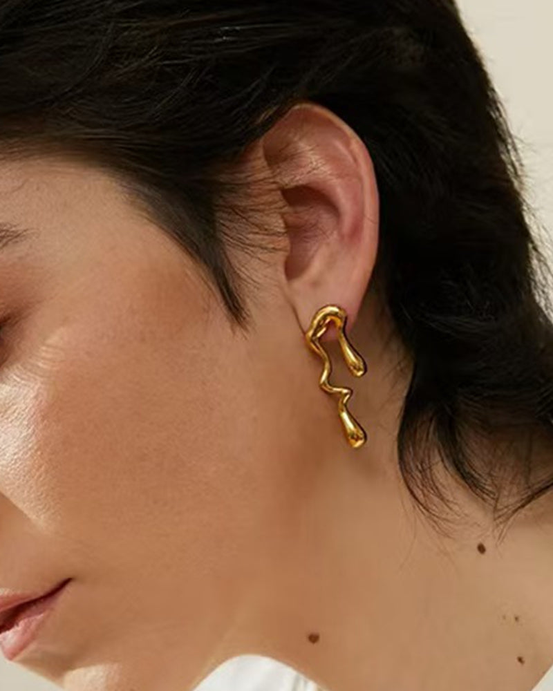 Golden Drip Drop Earring