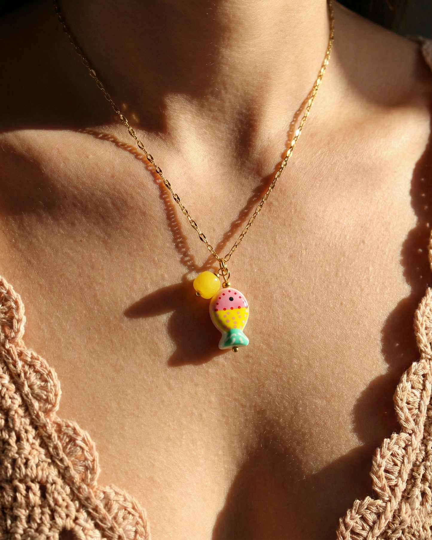 Blush Tidefish Necklace (Rose Red)