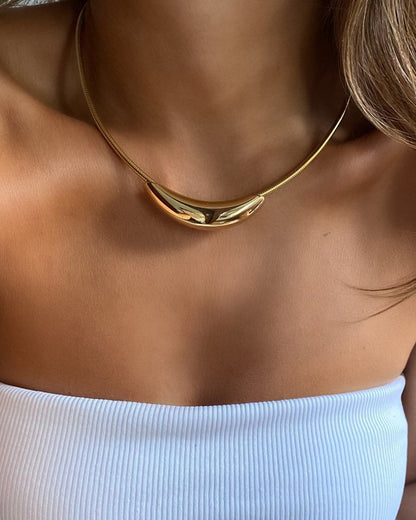 Golden Crescent Choker Necklace