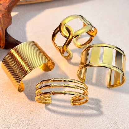 Chunky Gold Ladder Cuff