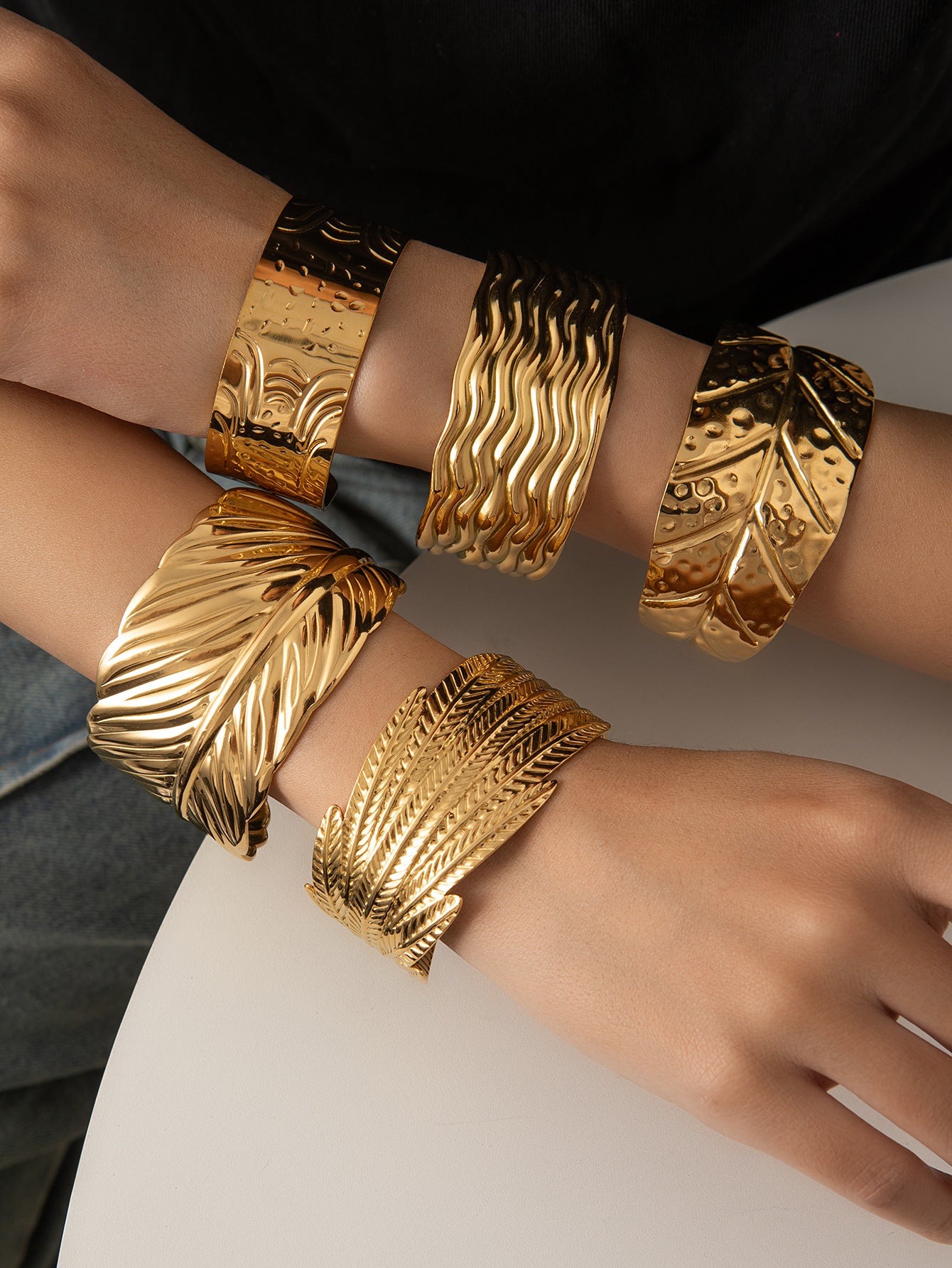 Feather Whirl Cuff Bangle