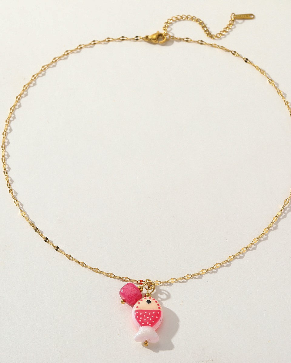 Blush Tidefish Necklace (Rose Red)