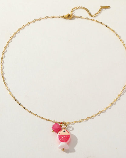 Blush Tidefish Necklace (Rose Red)