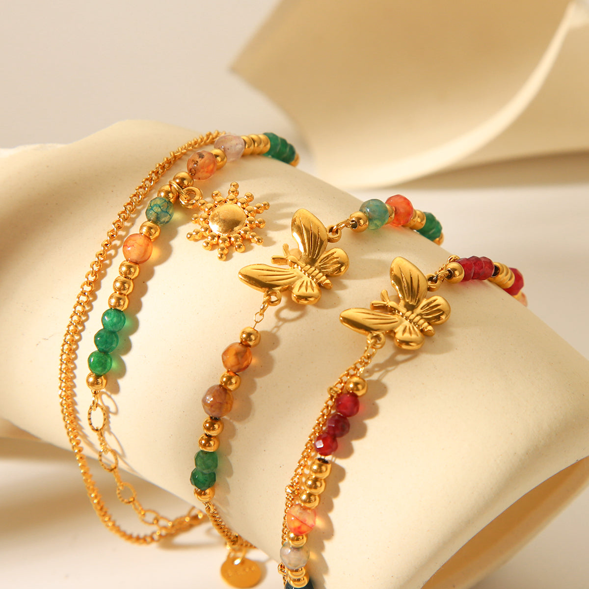 Whimsy Wings Natural Stone Bracelet