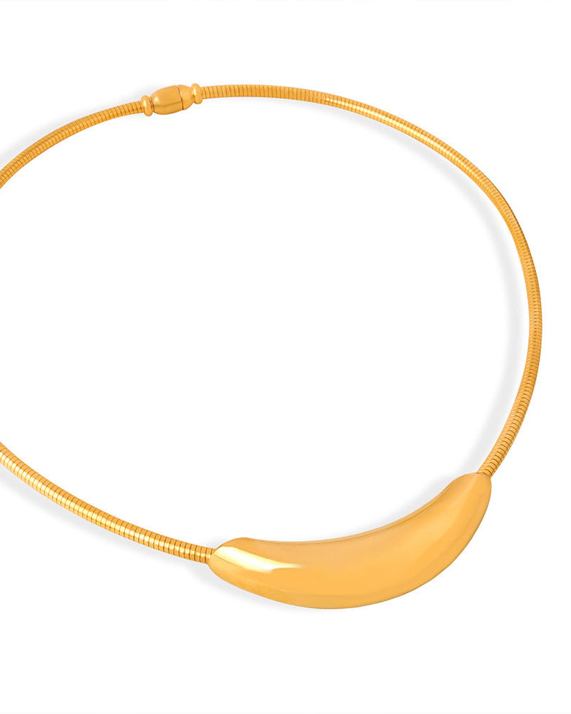 Golden Crescent Choker Necklace