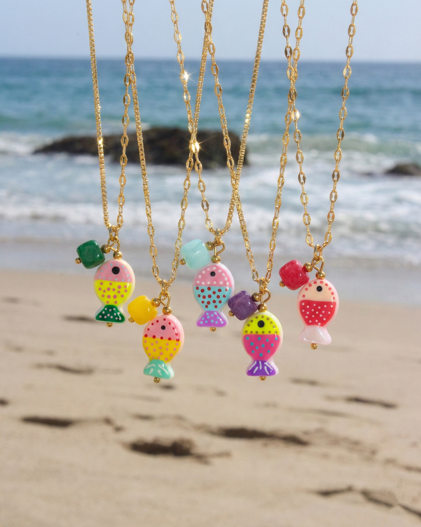 Blush Tidefish Necklace (Rose Red)