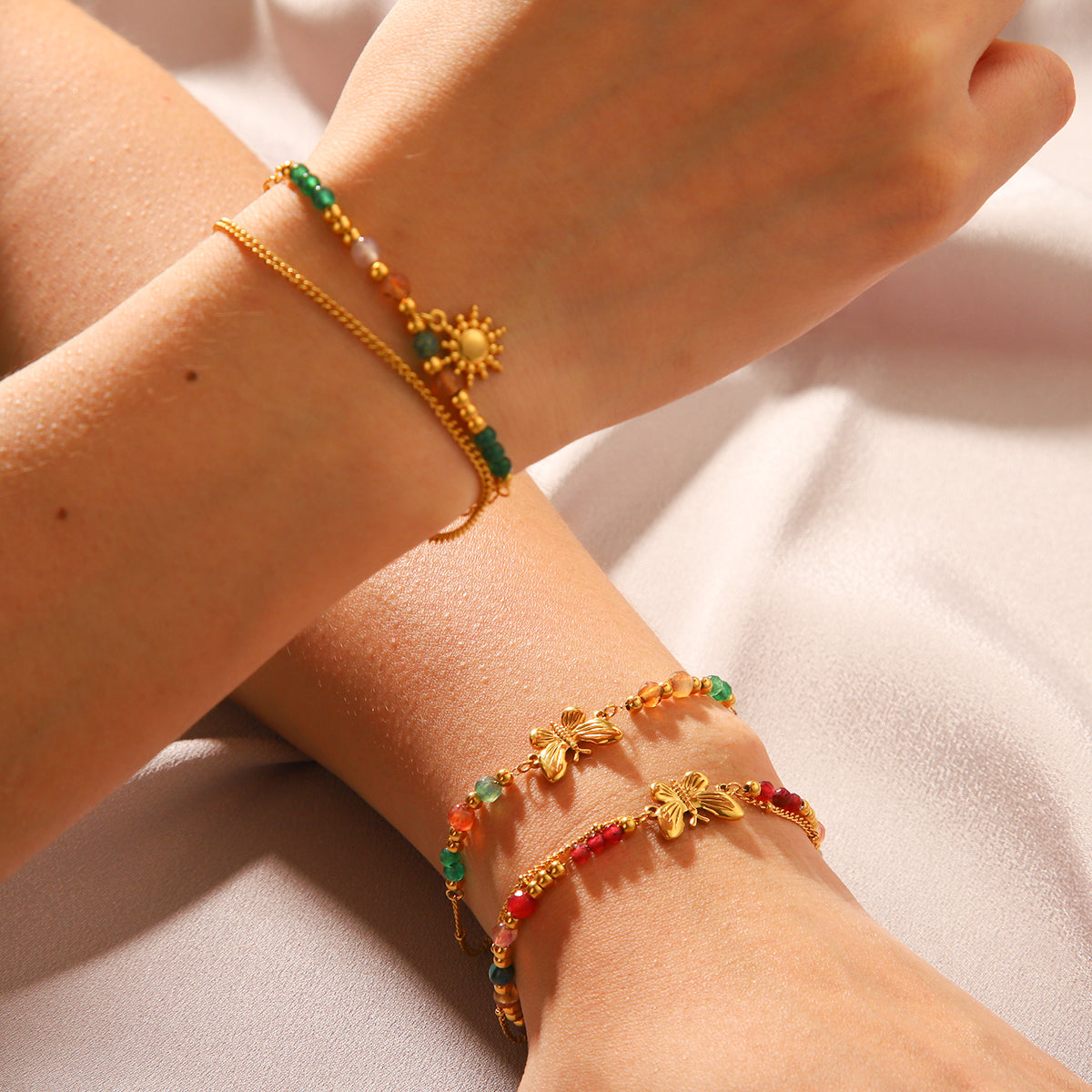 Whimsy Wings Natural Stone Bracelet