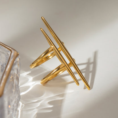 Parallel Double Lines Rings