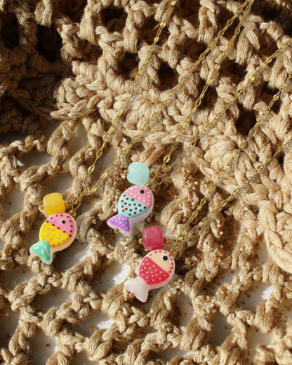 Blush Tidefish Necklace (Rose Red)