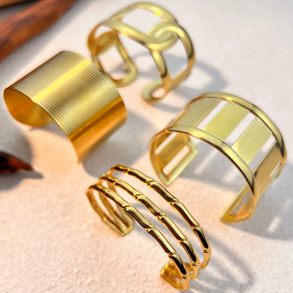 Chunky Gold Ladder Cuff