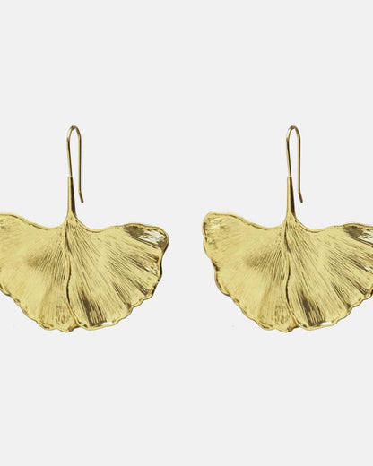 Golden Ginkgo Hook Earring