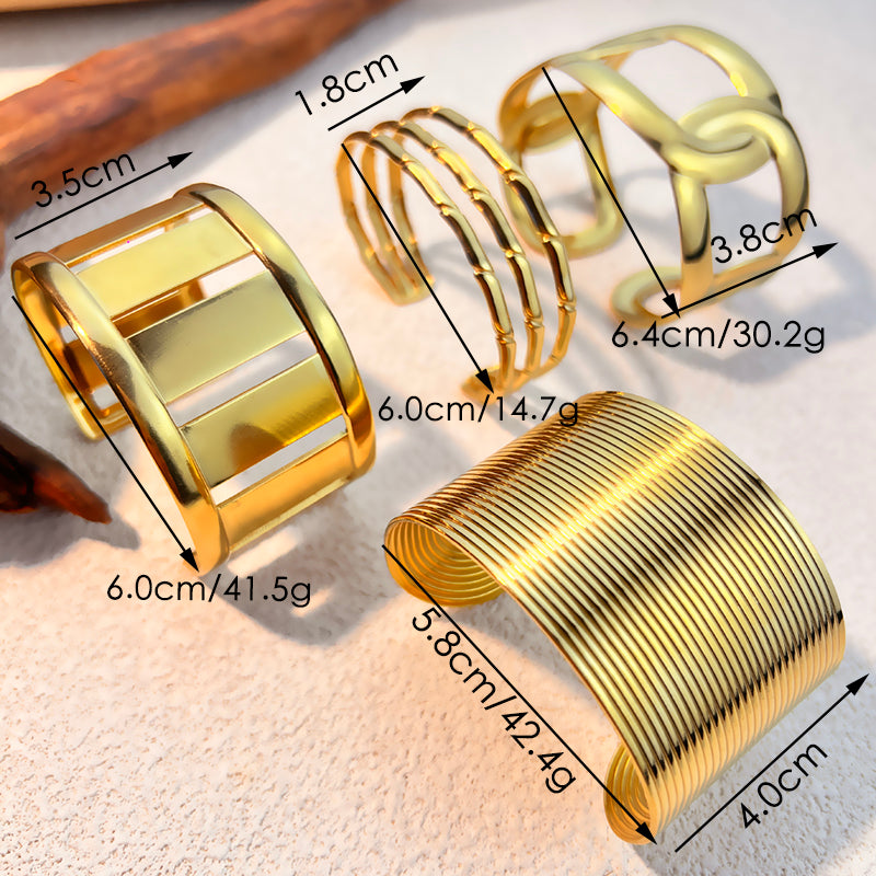 Chunky Gold Ladder Cuff Bangle