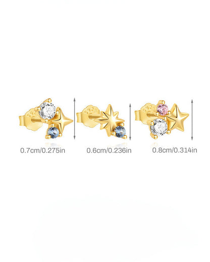 Stariel - Moon & Star Stud Earrings (Blue Pair)