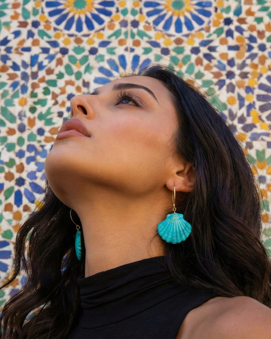 Blue Horizon Shell Earring