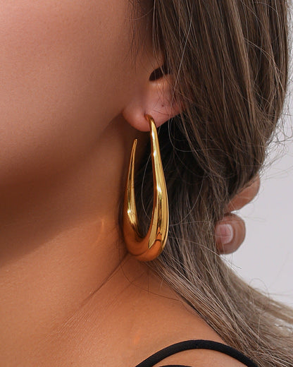 Golden Teardrop Hoops