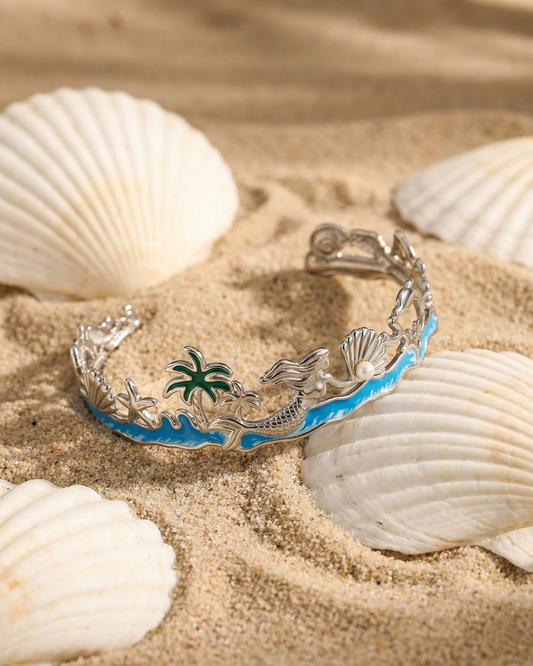 Tideborn Mermaid Cuff (Silver - Blue)